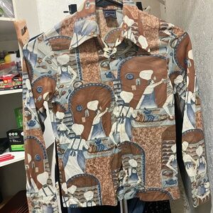 70s Chef Print Shirt XXS